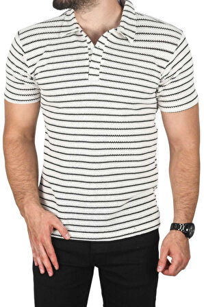 DeepSEA Erkek Beyaz Slim Fit Nefes Alan Pamuklu Polo Yaka Tişört Dar Kesim Örme Kumaş Tişört 2501207