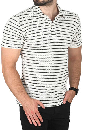 DeepSEA Erkek Beyaz Slim Fit Nefes Alan Pamuklu Polo Yaka Tişört Dar Kesim Örme Kumaş Tişört 2501207