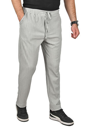 DeepSEA Erkek Gri Rahat Kesim Örme Kumaş Beli Lastikli İnce Spor Pantolon 2502216