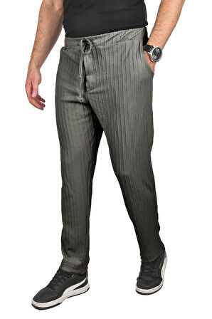 DeepSEA Erkek Antrasit Rahat Kesim Örme Kumaş Beli Lastikli İnce Spor Pantolon 2502216