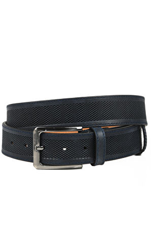 DeepSEA Erkek Lacivert Orjinal Deri Kemer 4 cm Özel Yapım Motifli Hakiki Deri Spor Kemer 2502651