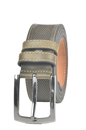 DeepSEA Erkek Yeşil Orjinal Deri Kemer 4 cm Özel Yapım Motifli Hakiki Deri Spor Kemer 2502651