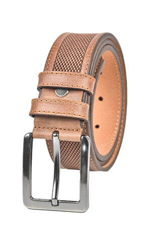 DeepSEA Erkek Taba Orjinal Deri Kemer 4 cm Özel Yapım Motifli Hakiki Deri Spor Kemer 2502651