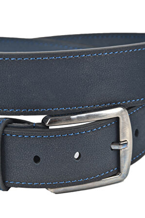 DeepSEA Erkek Lacivert 4 cm Eninde Suni Deri Kemer Yanları Dikişli Spor Kemer 2502652