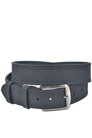 DeepSEA Erkek Lacivert 4 cm Eninde Suni Deri Kemer Yanları Dikişli Spor Kemer 2502652