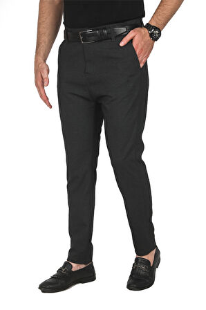 DeepSEA Erkek Füme İtalyan Kesim Likralı Spor Pantolon Esnek Kumaş Bilek Boy Boru Paça Klasik Pantolon 2502005