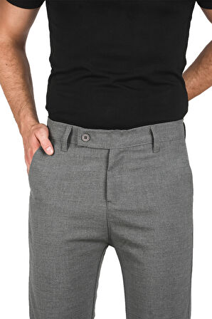 DeepSEA Erkek Antrasit İtalyan Kesim Likralı Spor Pantolon Esnek Kumaş Bilek Boy Boru Paça Klasik Pantolon 2502005