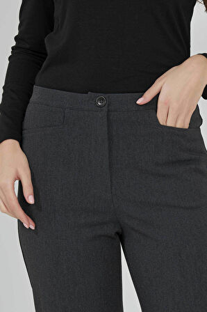 Tolga Saraçoğlu Kadın Gizli Lastik Boru Paça Gabardin Pantolon 430082 Antrasit