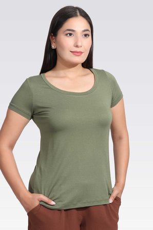 Tolga Saraçoğlu Minimalist Yuvarlak Yaka Kısa Kol Kadın T-Shirt - Günlük Kullanım