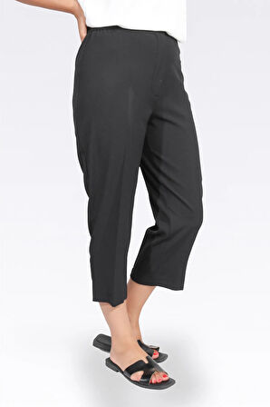Tolga Saraçoğlu Kadın Beli Lastikli Kapri 30281 Siyah