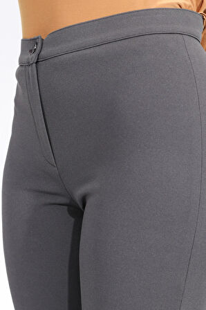 Tolga Saraçoğlu Kadın Dar Paça Bilek Boy Krep Dokulu Pantolon 0083 Gri