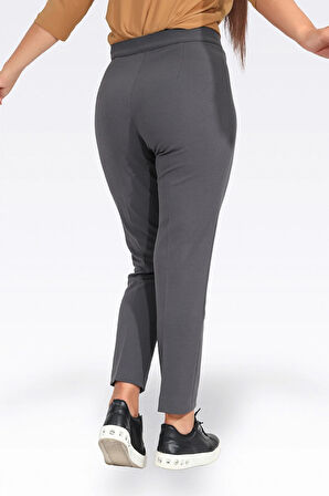 Tolga Saraçoğlu Kadın Dar Paça Bilek Boy Krep Dokulu Pantolon 0083 Gri