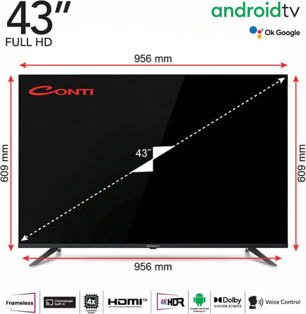 43” Full HD Android TV (CT43AN300F), HDR, Çerçevesiz, Dahili Uydu Alıcı, Wi-Fi, Bluetooth, Chromecast Built-in, Dolby Audio, 2x HDMI, Smart TV
