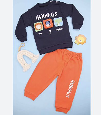 Animal Baskılı Uzun Kollu Takım