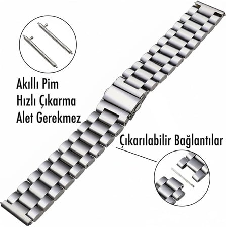 Amazfit GTR 3 Uyumlu Paslanmaz Çelik Kordon, Rmdkrdçelikssteel1803gtr