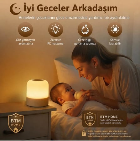 3 Renkli Şarjlı Gece Lambası Kumandalı Kablosuz Masa Lambası