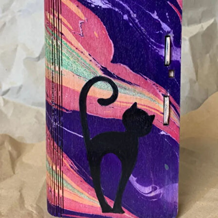 Uretti - Şebnem 6913 El Yapımı Ahşap Üzeri Ebruli İşlemeli Tasarım Kalem Kutusu - 10 x 20 cm