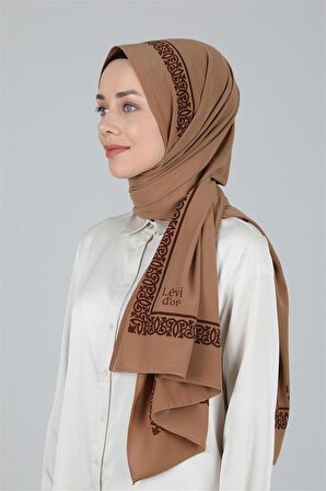 Levidor Camel Desenli Medine İpeği Şal