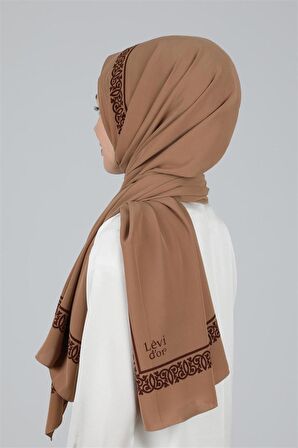 Levidor Camel Desenli Medine İpeği Şal