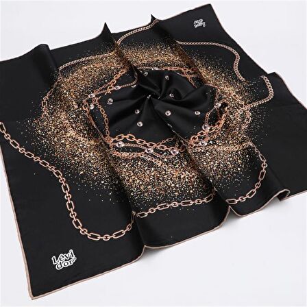 Levidor Siyah Twill Saf İpek Eşarp