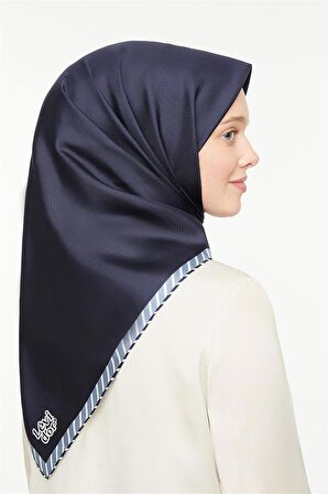 Levidor Lacivert Twill Saf İpek Eşarp