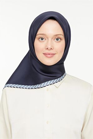 Levidor Lacivert Twill Saf İpek Eşarp