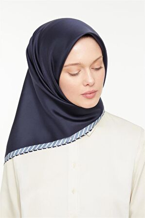 Levidor Lacivert Twill Saf İpek Eşarp
