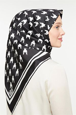 Levidor Siyah Twill Saf İpek eşarp