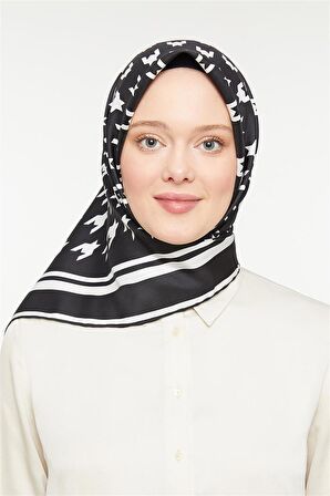 Levidor Siyah Twill Saf İpek eşarp