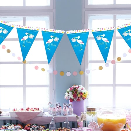 Baby Shower Yazılı Üçgen Flama Mavi
