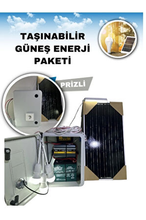 Taşınabilir Solar Güneş Enerjili TV-3 LAmba ve USB Cep Telefonu Şarj Sistemi