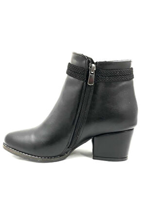 425055 Siyah 5 Cm Fermuarlı Kadın Bot