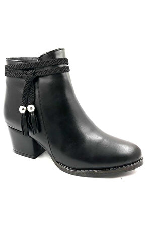 425055 Siyah 5 Cm Fermuarlı Kadın Bot