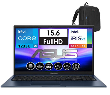 Asus vivobook 15 X1504ZA Intel I5-1235U 8gb 256GB SSD Intel Iris Xᵉ Graphics 15.6" Fhd Freedos Taşınabilir bilgisayar NJ18001+ZETTAÇANTA