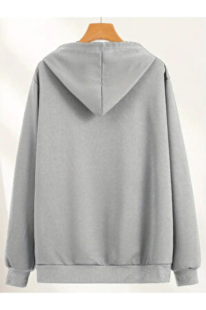 Erkek Gri Oversize Nevermınd Baskılı Sweatshirt