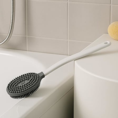 Uzun Saplı Silikon Vücut ve Masaj Fırçası – Banyo Lifi | Ergonomik Saplı, Çift Yüzeyli Duş Fırçası (Renk Stok Durumuna Göre Gönderilir)