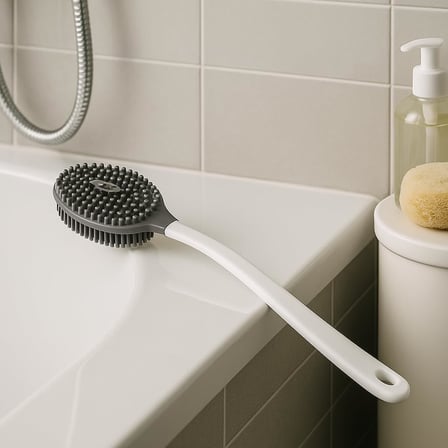 Uzun Saplı Silikon Vücut ve Masaj Fırçası – Banyo Lifi | Ergonomik Saplı, Çift Yüzeyli Duş Fırçası (Renk Stok Durumuna Göre Gönderilir)