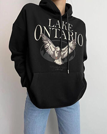 LAKE ONTARİO BASKILI KAPÜŞONLU SWEAT