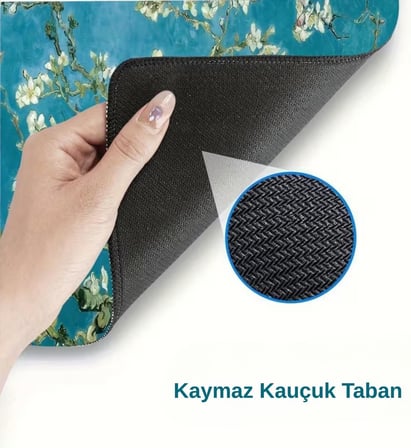 Van Gogh Desenli Büyük Masa Pedi 90x40 cm 3 mm Kaymaz Tabanlı Desk Mat Kumaş Mouse Pad Klavye ve Mouse İçin Geniş Yüzey Ev Ofis Gaming Açık Yeşil
