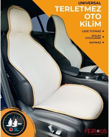 Oto Koltuk Koruyucu Kılıf Terletmez Kilim Seti 2 Ön+1 Arka 3lü Set Universal Bej