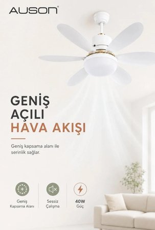 AUSON 6 Kanatlı 40W Tavan Vantilatörü