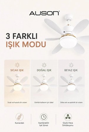 AUSON 6 Kanatlı 40W Tavan Vantilatörü