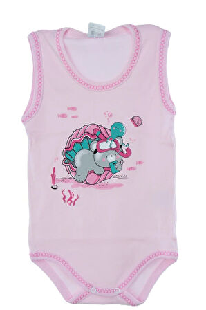 Oppland Erkek Bebek Zıbın Badi %100 Pamuk Deniz Temalı Baskılı Kolsuz Alttan Çıtçıtlı Yumuşak