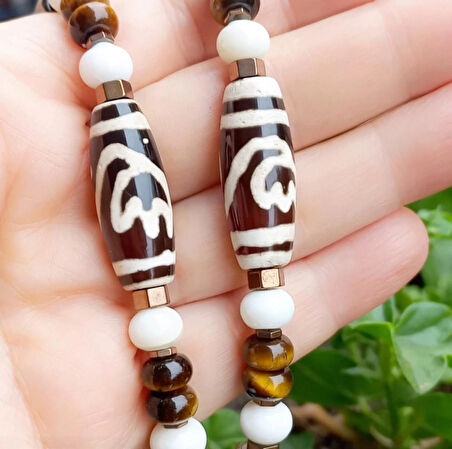 2224 Septarian Tibet Akik Kaplangözü Mercan el yapımı kolye