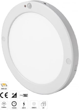 20W Gece Gündüz Sensörlü Sıva Üstü Tavan Armatür Cata Bologna Slim Kasa Panel LED Armatür 2050 Lm (Gün Işığı)