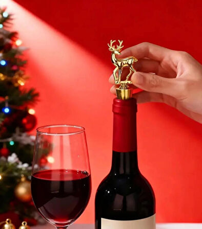 Atay Garage Zarif Altın Kaplama Geyik Şeklinde Şarap Tıpası