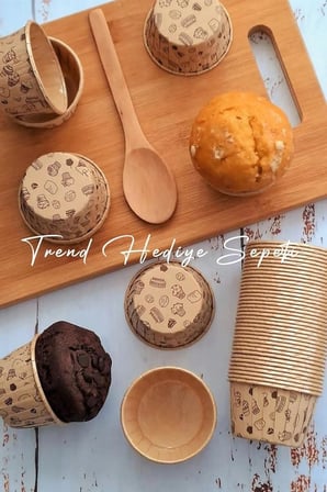 50'li Kek Desenli Muffin Kek Kalıbı, Kek Kapsülü Cupcake Kalıbı, Airfryer Uyumlu