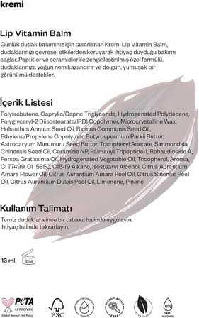 Kremi LIP VITAMIN BALM Cherry Coke 13 mL · Besleyici, Nemlendirici · Peptitler, Seramid, Shea, Jojoba