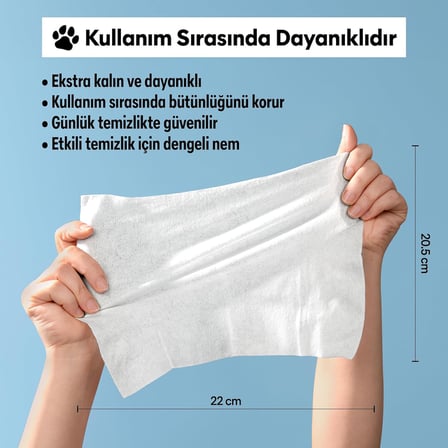 Köpekler ve Kediler için Evcil Hayvan Mendilleri, Nazik Bakım ve Temizlik Mendilleri, Patiler, Tüyler ve Yüz için Güvenli, Günlük Kullanıma Uygun, Parfümsüz ve Paraben İçermez, 50 Adet
