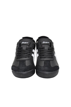 Tayger E-3222 Unisex Deri Sneaker Spor Ayakkabı Siyah - Beyaz